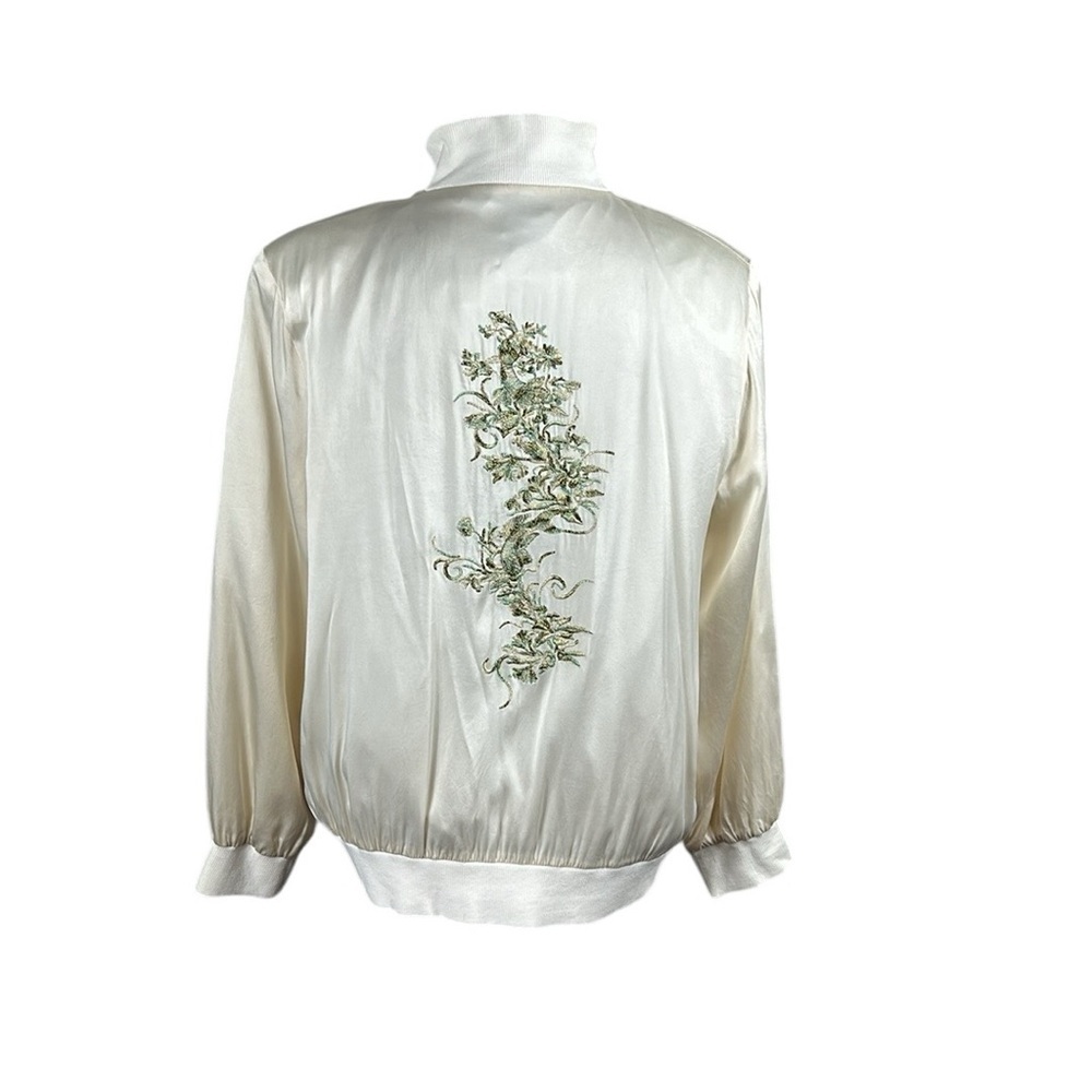 Vintage Silk Embroidered zip up jacket size L